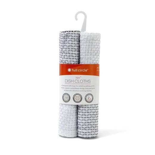 Full Circle 3-Count Gray Organic Cotton Dish Cloths - Buy Online for Sustainable Cleaning