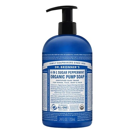 Dr. Bronner's Organic Spearmint Peppermint 4-In-1 Sugar Soap - 24 Fl. Oz