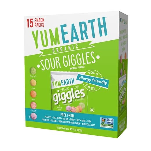 Yumearth Organic Sour Giggles 15 Count Box - Chewy Fun in Five Flavorful Varieties!
