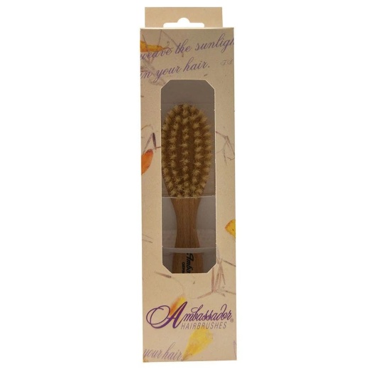Ambassador Hairbrushes Natural Bristle Mini Wooden Brush For Baby