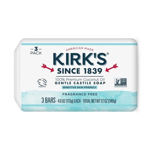 Kirk's Fragrance-Free Gentle Castile Bar Soap 3 Pack (4 Oz.)