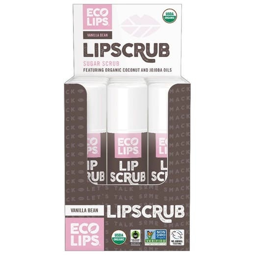 Eco Lips Vanilla Bean Lip Scrub Stick Display - 12 Tubes of Delicious Lip Care