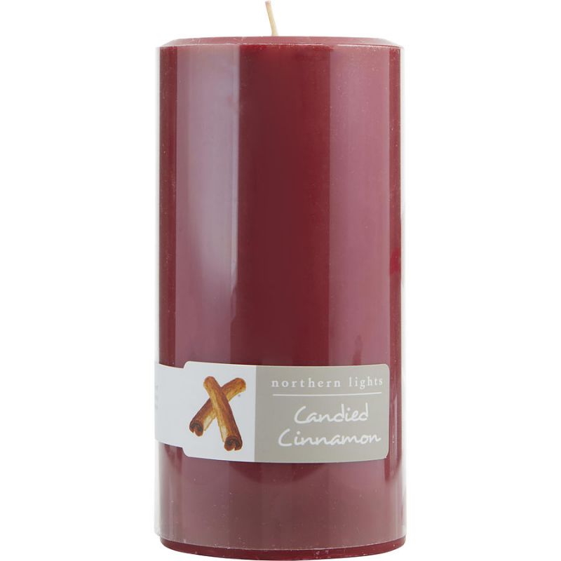 Candied Cinnamon By Northern Lights One 3X6 Inch Pillar Candle. Burns Approx. 100 Hrs