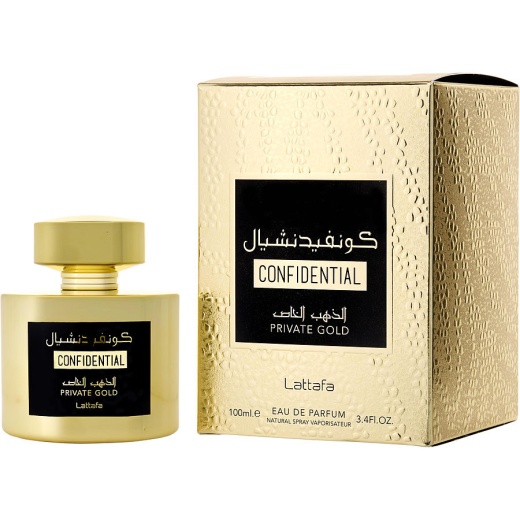 Lattafa Confidential Private Gold Eau De Parfum Spray 3.4 Oz