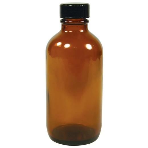 Amber Boston Round 4 Oz Bottle With Cap 6 Pack
