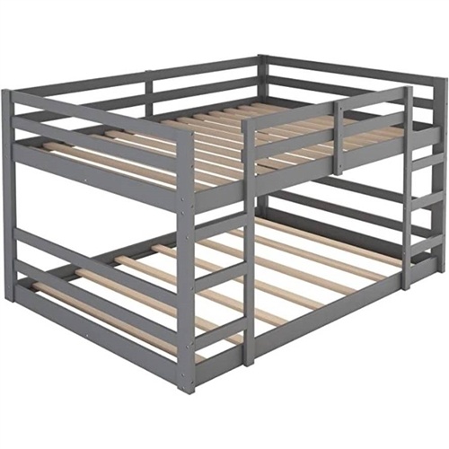 Full Over Full Modern Low Profile Bunk Bed In Grey Wood Finish Buy Online