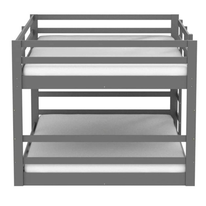 Full Over Full Modern Low Profile Bunk Bed In Grey Wood Finish