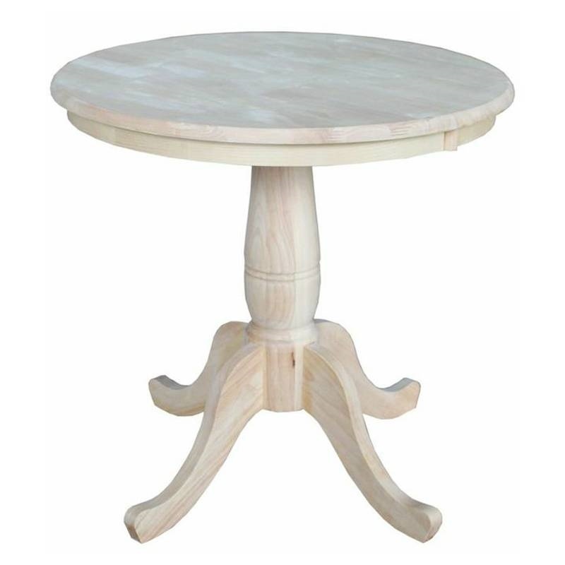 Round 30Inch Unfinished Solid Wood Dining Table With Pedestal Base