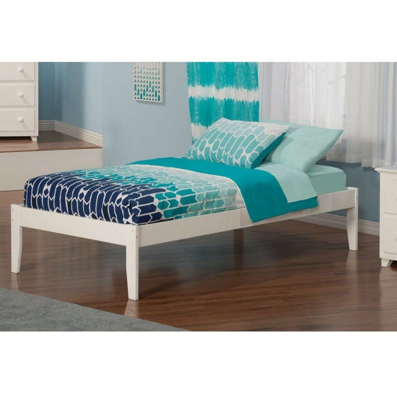 Twin Xl Solid Hardwood Platform Bed Frame In White Wood Finish