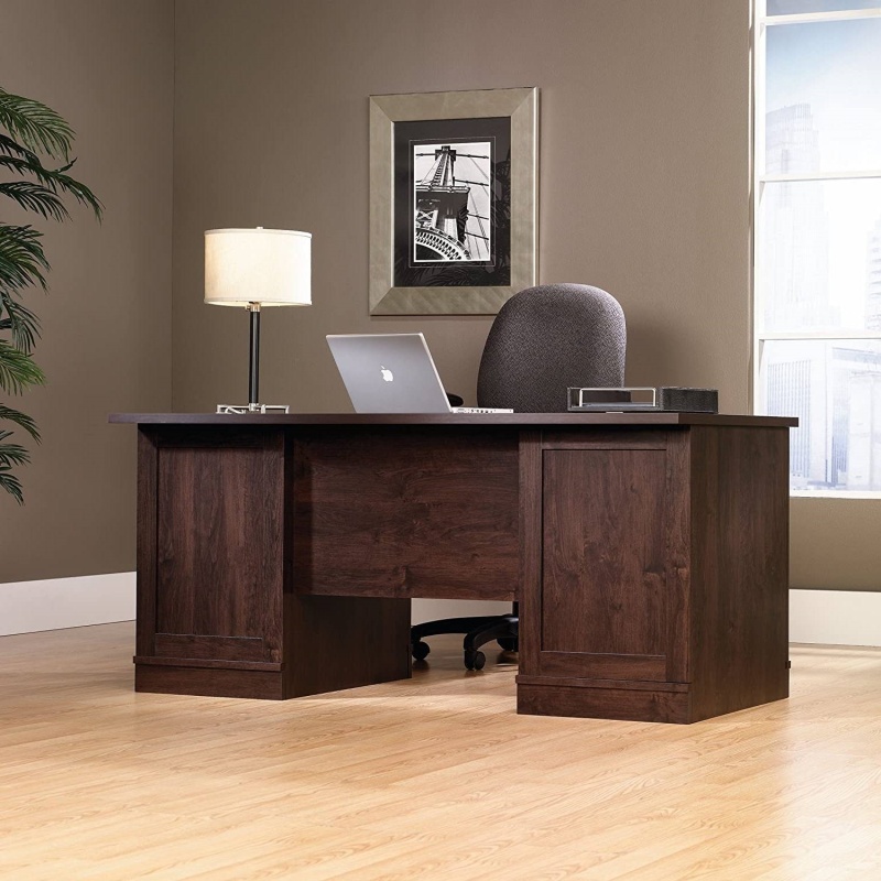 Dark Espresso Executive Computer Desk W/ Filing Storage