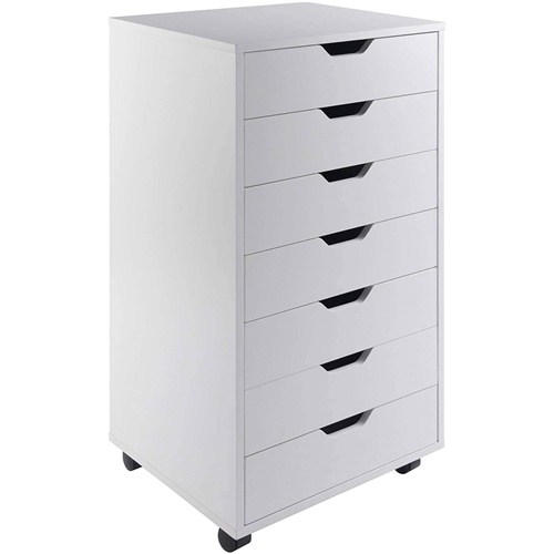 Modern Scandinavian Style 7-Drawer Storage Cabinet Chest In White Finish