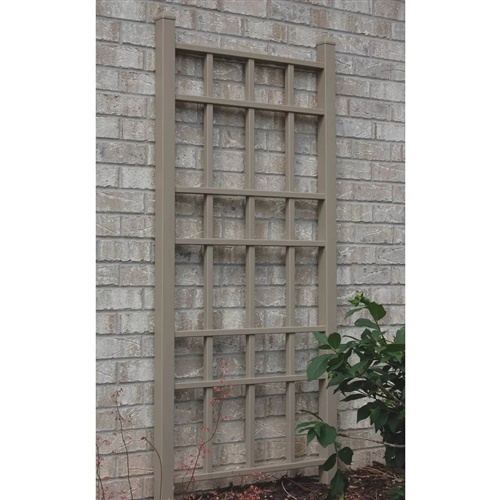 66-Inch Outdoor Weather-Resistant Brown Vinyl Garden Trellis with Ground Anchors