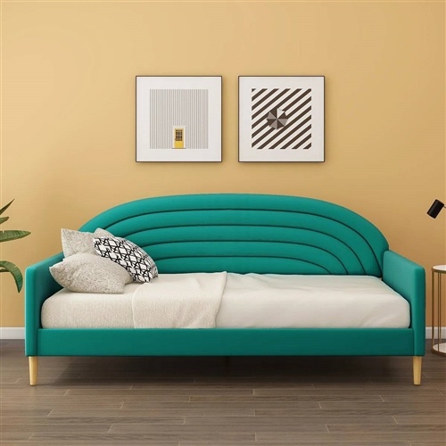 Twin Size Mid-Century Modern Emerald Green Velvet Upholstered Daybed