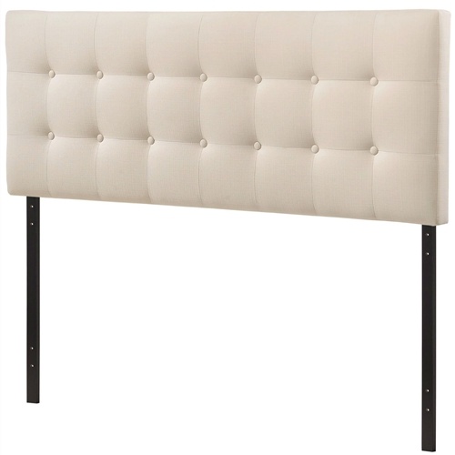 Full Size Ivory Fabric Upholstered Button-Tufted Headboard