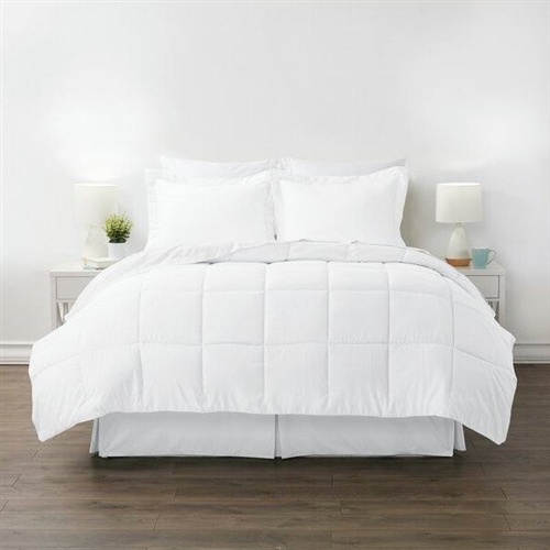 Ca King Size Microfiber 6-Piece Reversible Bed In A Bag Comforter Set In White