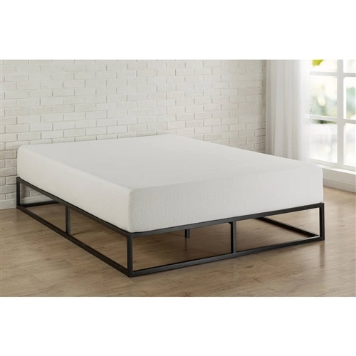 King Size 10-Inch Low Profile Modern Metal Wood Slat Platform Bed Frame