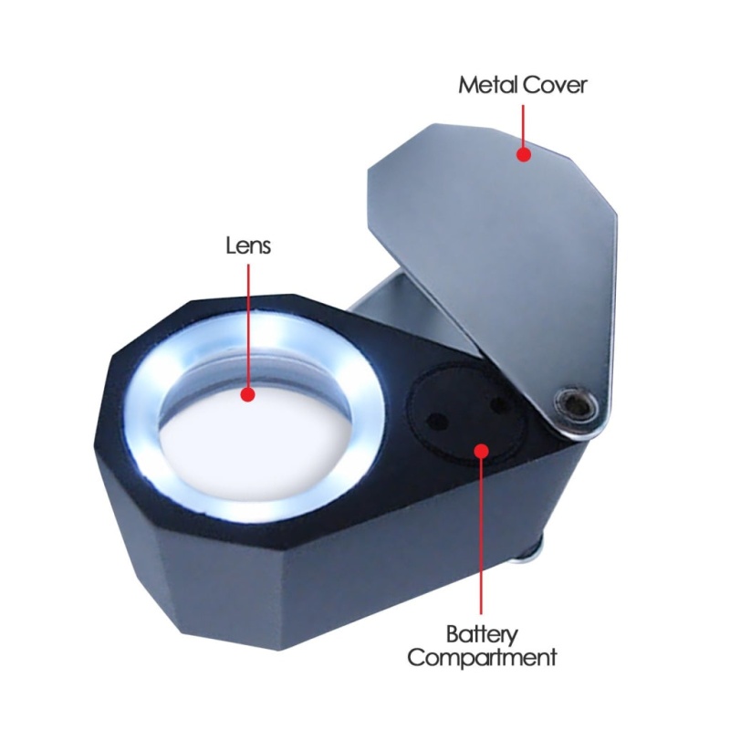 Mini 10X Jeweler Loupe Magnifier + 6 Led Light, 21Mm Lens