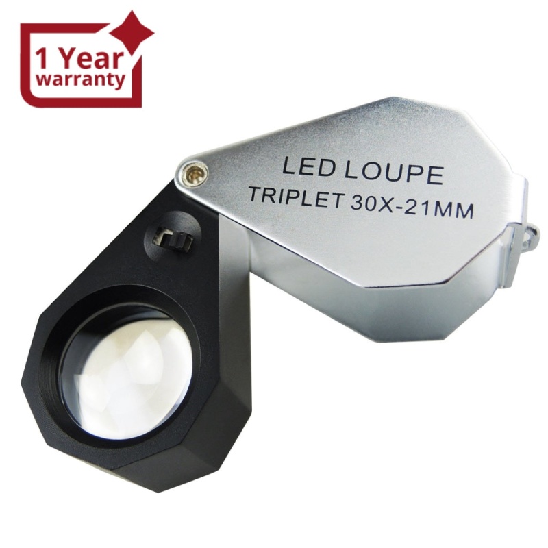 30X Jeweler Loupe Magnifier + 6 Led Light , 21Mm Lens