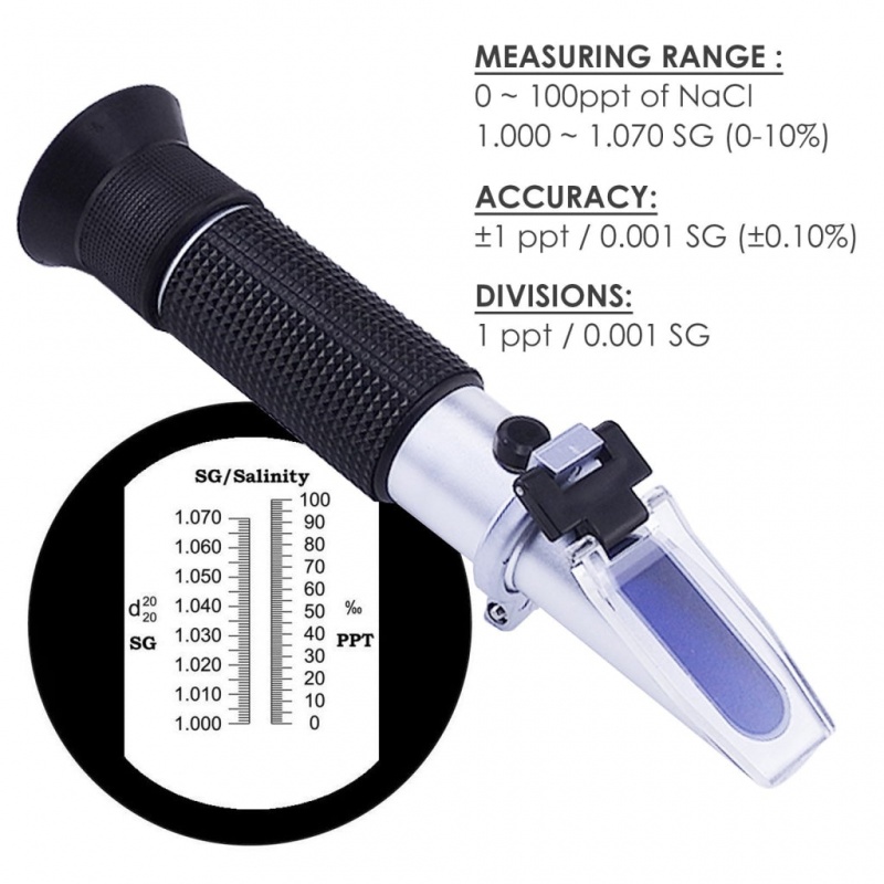 Handheld 0-10% Atc Salinity Refractometer