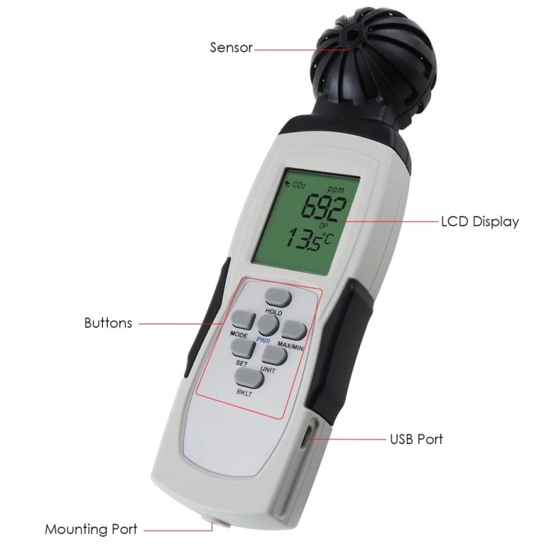 Digital 3-In-1 Co2 Thermo-Hygrometer Logger Made In Taiwan