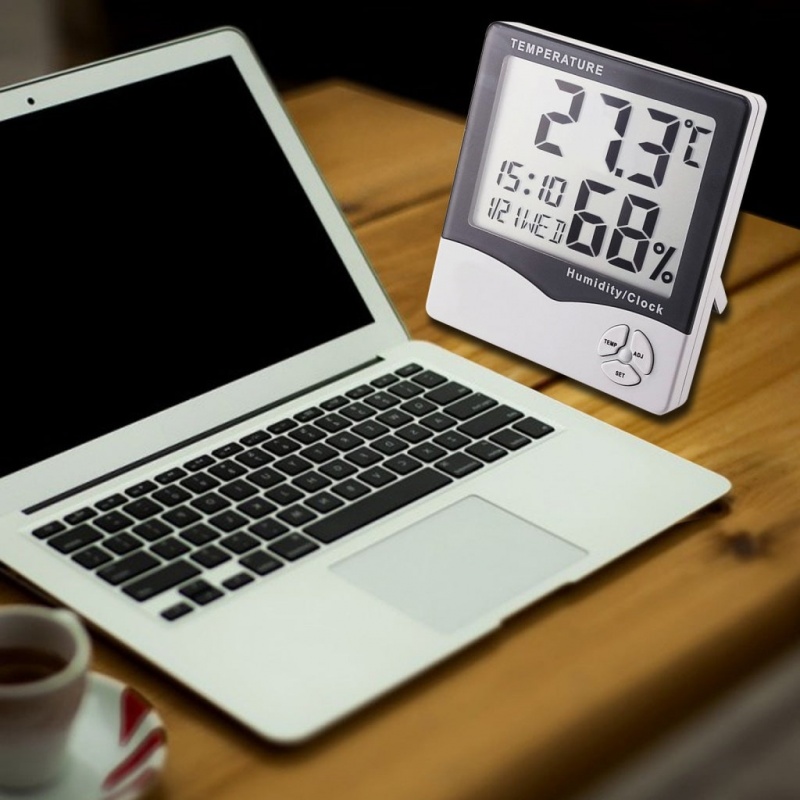 Digital Hygrometer Temperature Humidity Meter Lcd Clock