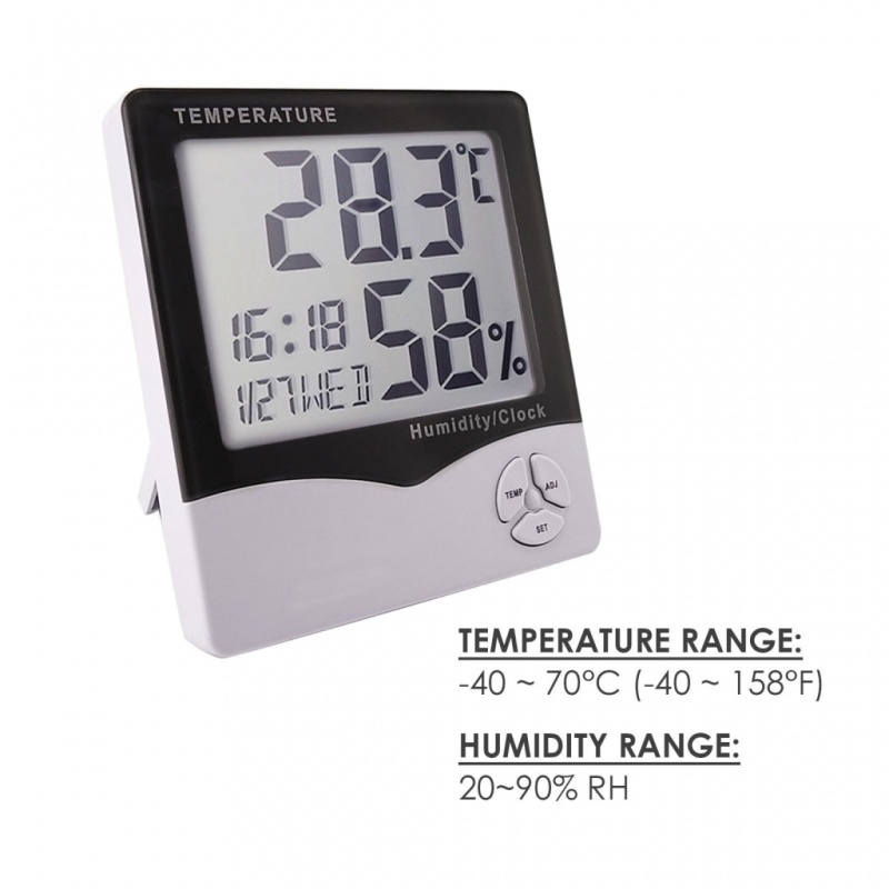 Digital Hygrometer Temperature Humidity Meter Lcd Clock