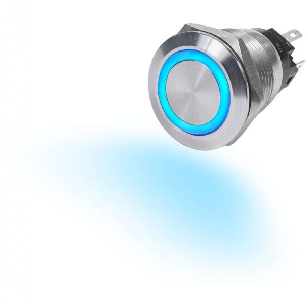 Blue Sea 4160 10A Push Button Led Ring Switch Off-On Blue