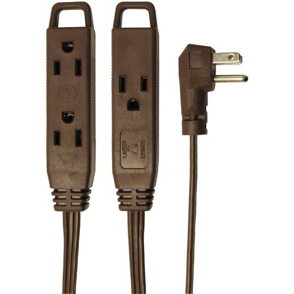 Axis 3-Outlet Brown Wall-Hugger Indoor Grounded Extension Cord, 8Ft