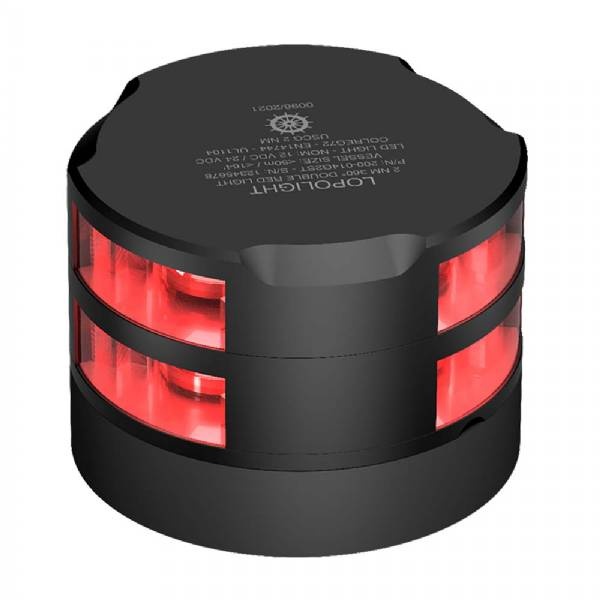 Lopolight 360,Deg- Red Double Stacked Navigation Light - 2Nm - 0.7M Cabl