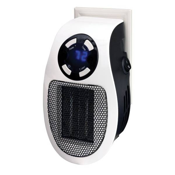 Optimus Wall Outlet Plug-In Handy Heater With Thermostat And Timer