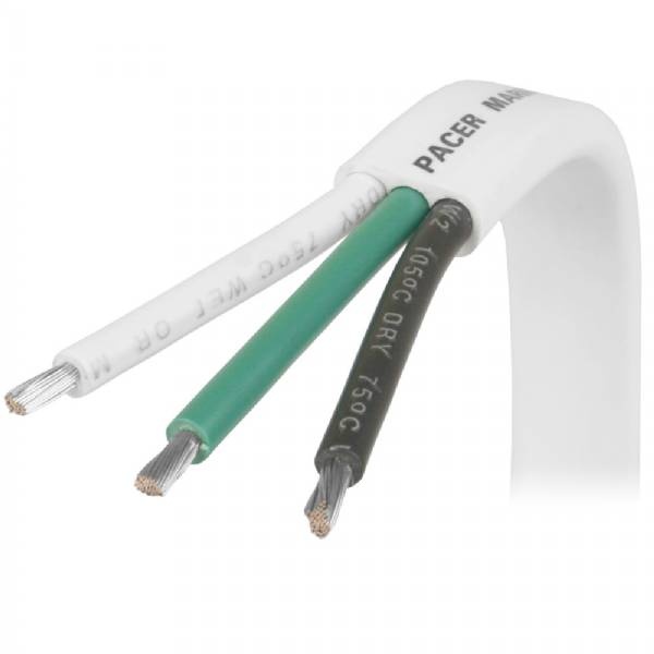 Pacer 16/3 Awg Triplex Cable - Black/Green/White - Sold By The Foot