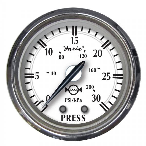 Faria Newport Ss 2Inch Water Pressure Gauge Kit - 0 To 30 Psi