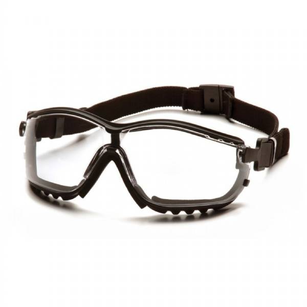 Pyramex V2g Safety Glasses Black Frame Clear Anti-Fog Lens