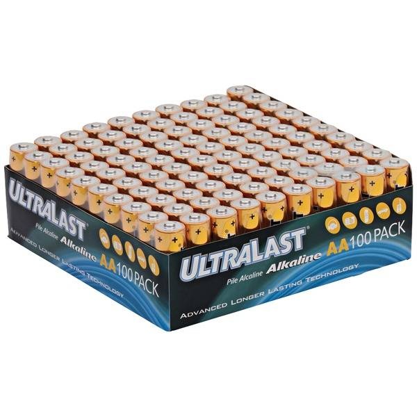 Ultralast Alkaline Aa Batteries, 100 Pk