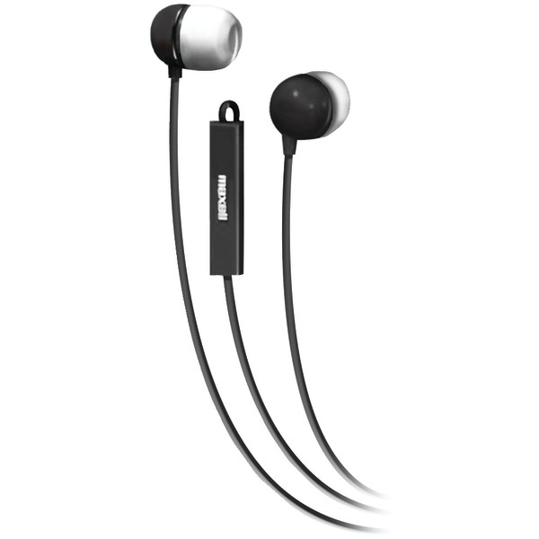 Maxell Stereo In-Ear Earbuds With Microphone, Remote (Black)