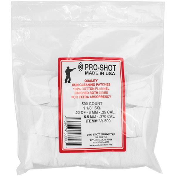 Pro-Shot Pro-Shot Patch .22-.270Cal Sq 500 Ct