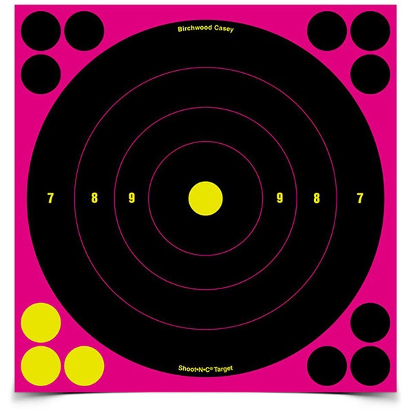 Birchwood Casey B/C Sht-N-C Bullseye Tgt Pink 6-8"