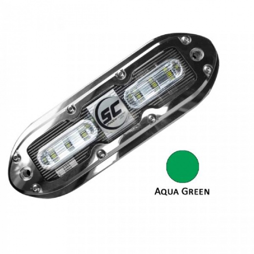 Shadow-Caster SCM-6 LED Underwater Light w/20ft Cable - 316 SS Housing - Aqua Green