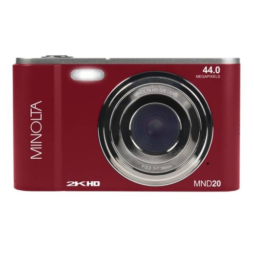 Minolta MND20 16X Digital Zoom 44 MP/2.7K Ultra HD Digital Camera (Red)