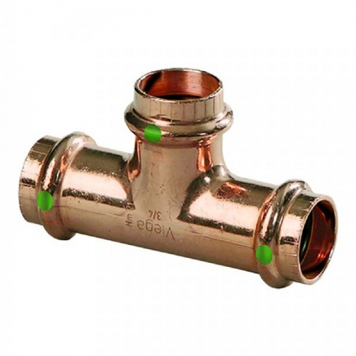Viega Propress 1Inch Copper Tee - Triple Press Connection - Smart Connect Technology