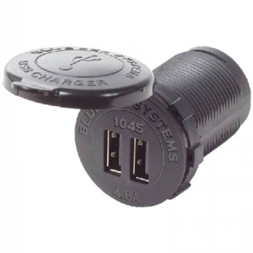 Blue Sea Dual USB Socket Mt 48VDC - 48V DC Dual USB Charger Socket Mount