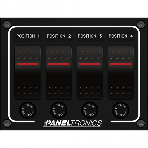 Paneltronics Waterproof Panel - DC 4-Position Illuminated Rocker Switch Fuse