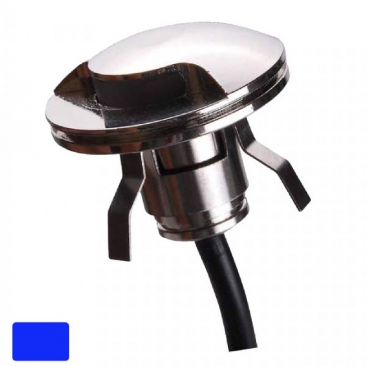 Lunasea Lighting 316 Polished Stainless Steel Led Waterproof Courtesy Light - Blue 12VDC