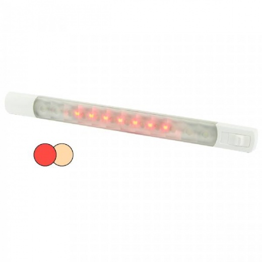 Hella Surface Strip Light with Switch - Warm White/Red LEDs - 12V
