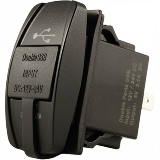 KJM Dual USB Charger, Rocker Switch Mount