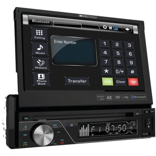 Soundstream 7In Single-Din In-Dash Dvd Receiver With Flip-Out Display, Bluetooth