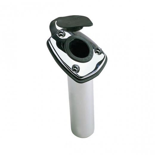 Perko Fishing Rod Holder - 65 Deg Angled Flush Mount - Chrome Plated