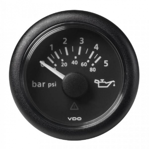 VDO 2-1/16Inch (52Mm) ViewLine Oil Pressure Gauge 5 Bar/80 Psi - 8
