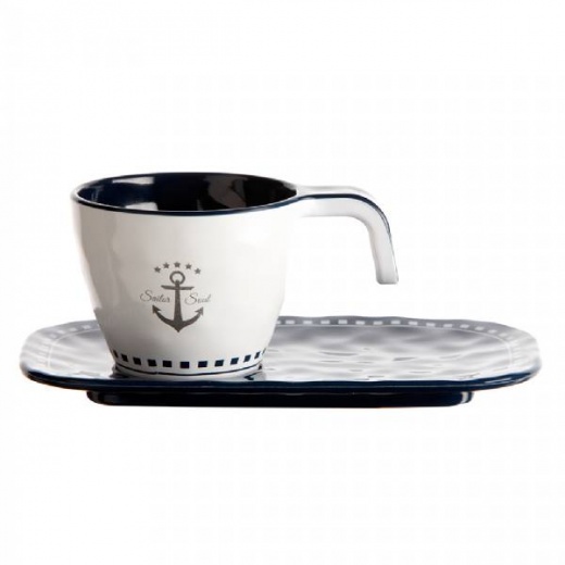 Marine Business Melamine Espresso Cup and Plate Set - Sailor Soul - Set of 6