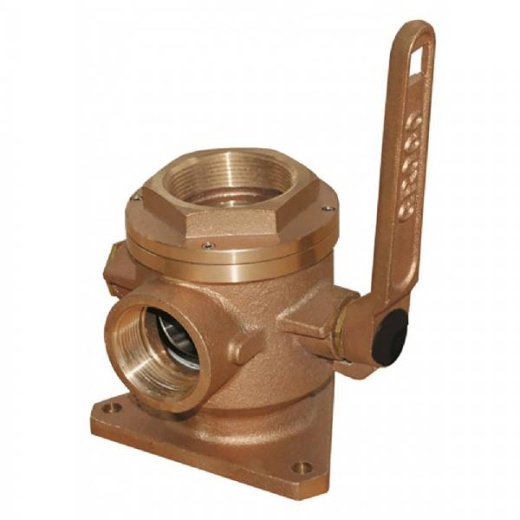 Groco 4 In Bronze Flanged Seacock And Adaptor W/3 In Npt Side Port